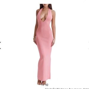House of CB Camelia plunge-neck leg-split stretch-jersey maxi dress